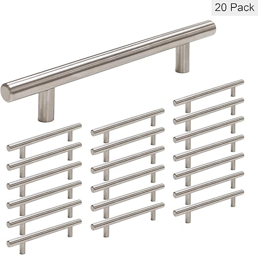 20 Pack Homdiy Brushed Nickel Round Bar Cabinet Pull Drawer Handle