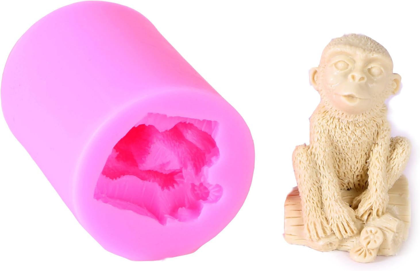 3D Monkey Cake Decorating Silicone Molds for Handmade Soap, Bread, Pizza, Sugarcraft, Fondant, Chocolate, Mousse, Pudding, Clay, Candy, Jelly (Monkey)
