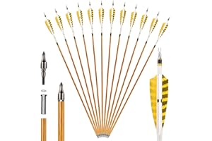 SERfawnCH 30 Inch Carbon Archery Arrows with Turkey Feather Fletching, Removable Tips & Adjustable Nocks - for Hunting, Targe