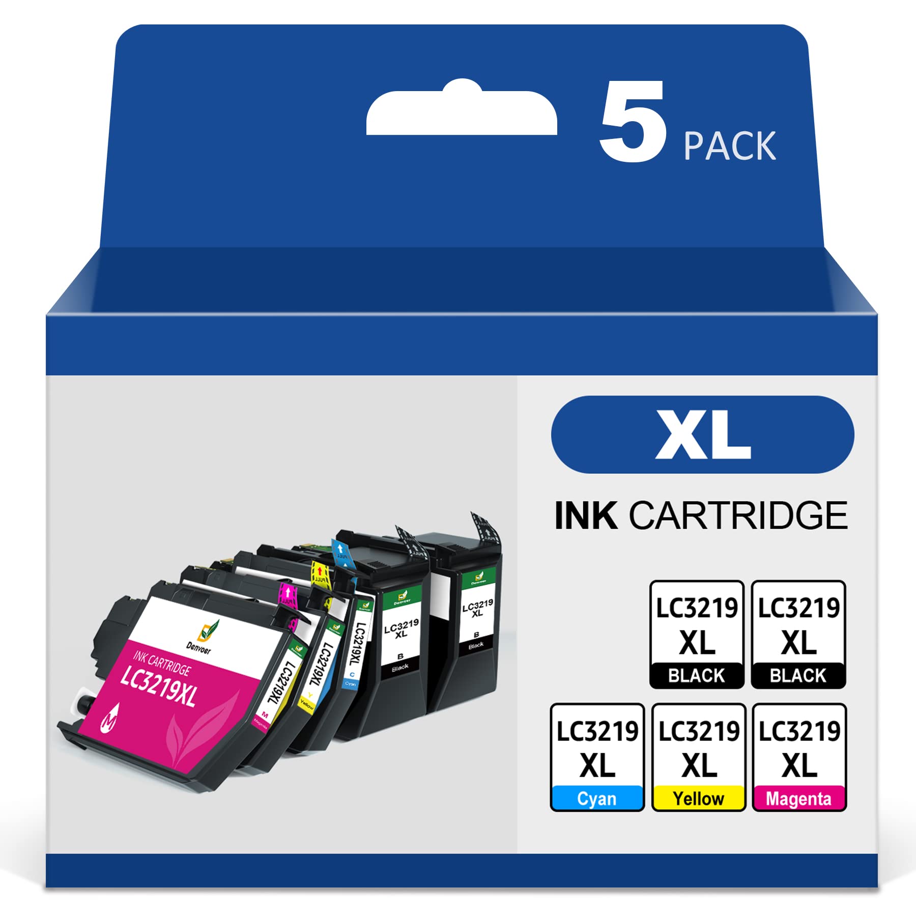 Denvoer LC3219XL LC3217XL Compatible Ink Cartridges Replacement for Brother LC3219 XL LC3217 XL for MFC-J5330dw MFC-J5335dw MFC-J5730dw MFC-J5930dw MFC-J6530dw (Black Cyan Magenta Yellow, 5-Pack)