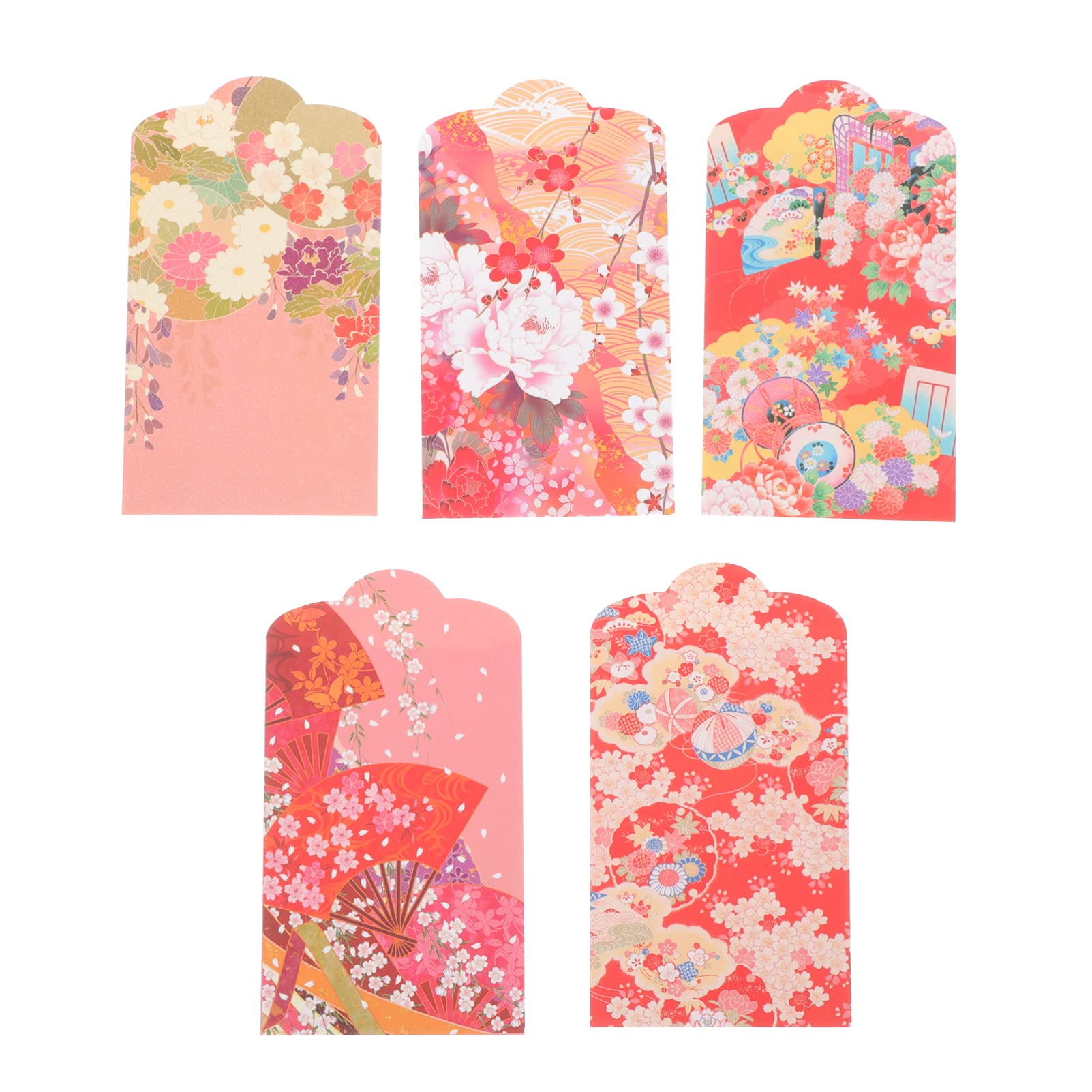 WINOMO 50Pcs Lucky Money Pocket Japanese Paper Red Envelope Chinese New Year Red Envelopes Chinese Hongbao Cash Packet for Spring Wedding, Assorted Color, 12x8cm, (LY91740171MD)