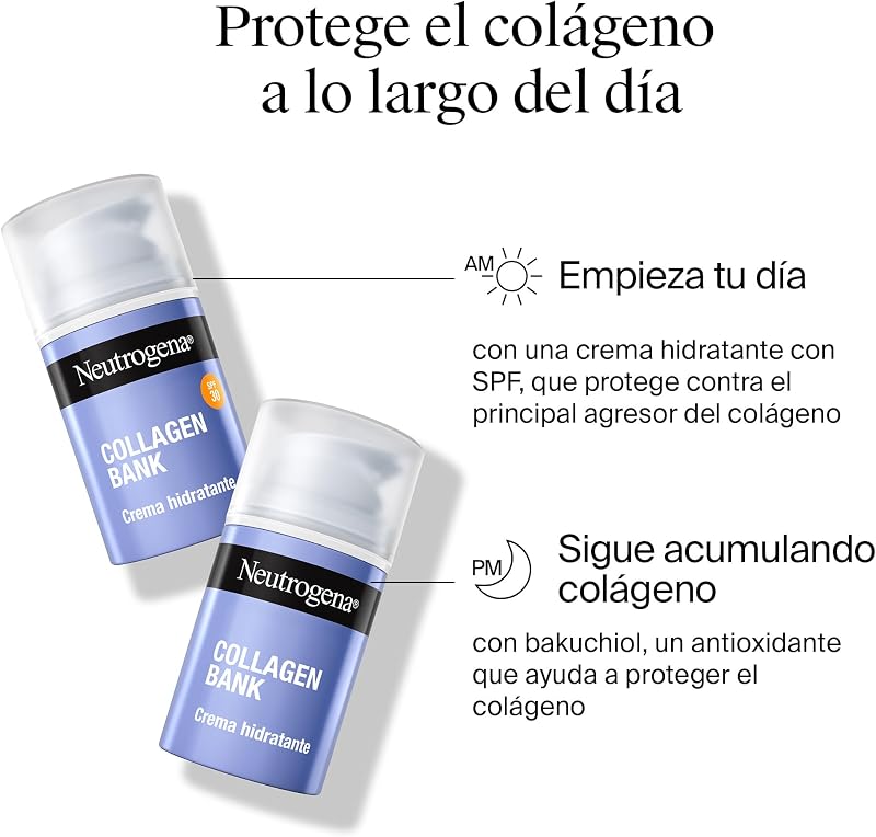 Collagen Bank Creme hidratante facial SPF30 (1 x 50 ml), creme solar anti-idade que preserva o colagénio, para pele mais suave, adequado para rosto e pescoço