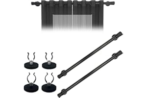 Sumlache Magnetic Curtain Rod for Metal Doors-Adjustable Cafe Magnetic Rod For Bathroom-curtain with Magnetic Holders to Hang