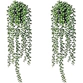 Fake Hanging Plants, 2pcs Artificial Hanging Plants in pots, Fake Plants Artificial Plants Indoors, Hanging Plants Artificial Decor, Fake Potted Plants, Hanging Plant for Indoor Outdoor Shelf Decor