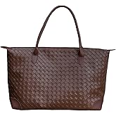 Large Woven Tote Bag for Women, Vegan Leather Tote Bag Travel Daily School Teacher Nurse Laptop