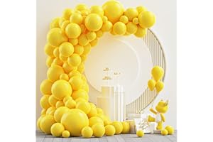 NISOCY Yellow Latex Balloon Arch Kit, 102PCS 18In 12In 10In 5In Yellow Balloons Arch Garland for Birthday, Baby Shower, Wedding, Sunflower, Honeybee Lemon,Yellow Theme Decoration with 33ft Ribbon
