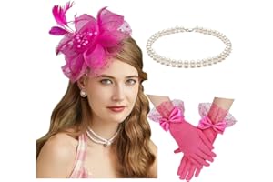 Cizoe Women's Fascinators Hat Kentucky Derby Hats Wedding Cocktail Tea Party Headwear and Gloves