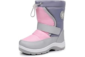 Blikcon Kids Boys Girls Snow Boots Water-resistant Winter Boots - Warm Plush Faux Fur Lined, Side Zipper & Non-Slip Sole (Toddler/Little Kid)