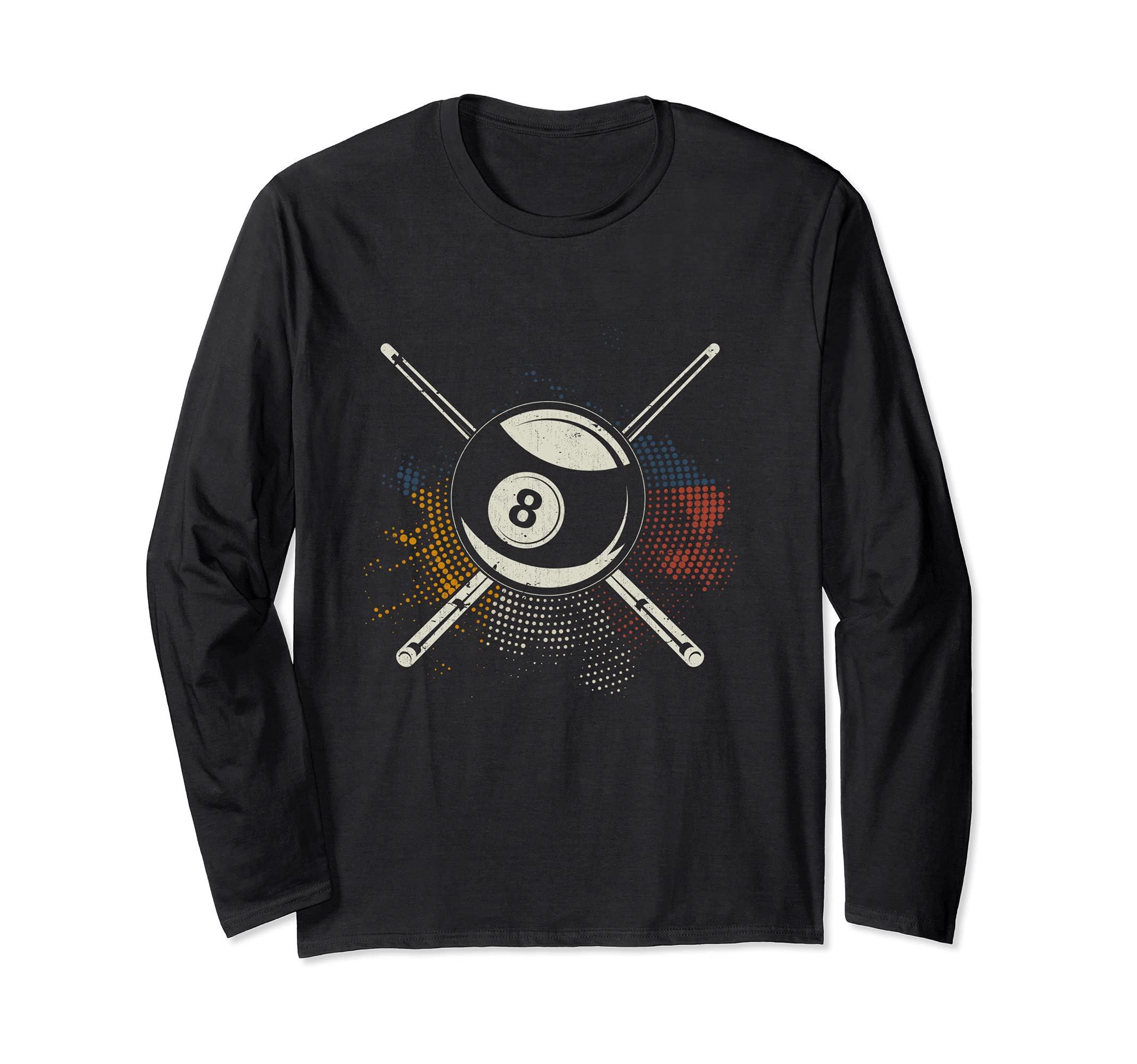 Colorful Billard Cue Pool 8 Ball Billard Long Sleeve T-Shirt