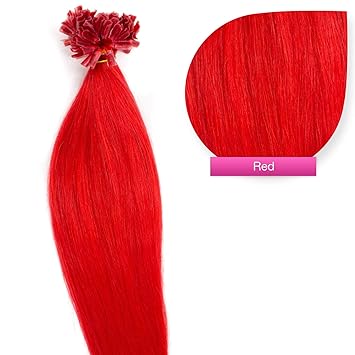 rote bonding extensions aus 100 remy echthaar 150x 1g 50cm glatte strahnen lange haare mit keratin bondings u tip als haarverlangerung und