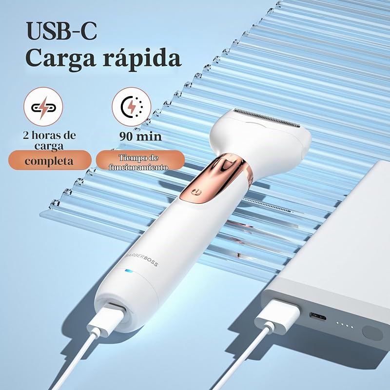 Barbear elétrico 5 em 1 para mulheres, kit recarregável de depilação, barbeador feminino para corpo, biquíni, rosto, nariz e sobrancelhas, barbear sem fios para mulheres em seco e molhado, QR-8005