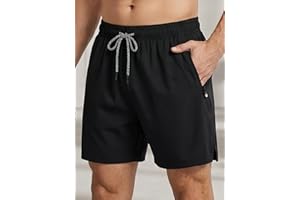 Men's Athletic Shorts with Drawstring Elastic Waist Pockets Lightweight Workout Shorts Gym Casual Wear