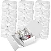 24PCS Gift Boxes with Lids, 10.6x7.8x3.5 Inch Kraft Paper Gift Box, White with Ribbon, Bridesmaid Proposal Box for Wedding, Packaging, Present, Birthday, Cupcake