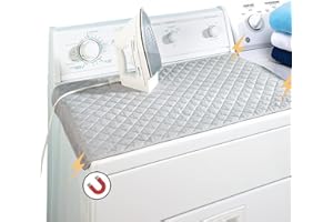 Ruibo Magnetic Ironing Mat Blanket,Iron Board Alternative Cover/Quilted Washer Dryer Heat Resistant Pad/Portable Cover/Mat Grey 33"X 18"