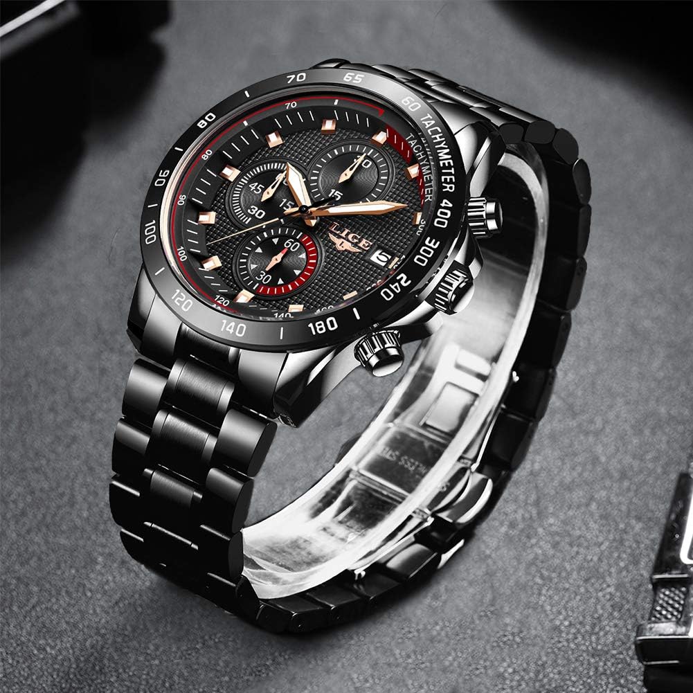 LIGE - Mens Watch - LG9994D, Black - Image 4