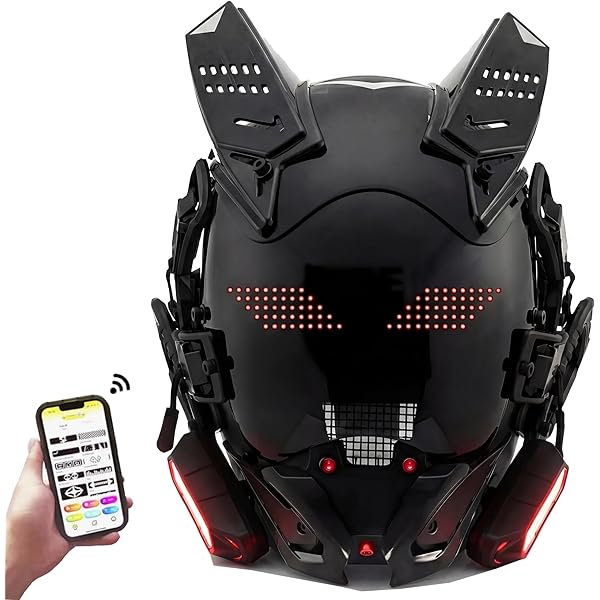 Casco De Halloween Punk, Máscara De Samurái Con Luz Led Y Ge