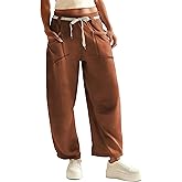 RIATOUR Womens Barrel Pants Wide Leg Drawstring Sweatpant Casual Baggy Palazzo Pants with Pockets