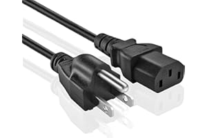 BRENDAZ Universal PC Power Cord - 3 Prong AC Power Cable Replacement for Computer, Monitor, Scanner, Printer - IEC 320 C13 to NEMA 5-15P, 18awg, 125V 10 Amp (6-FEET)