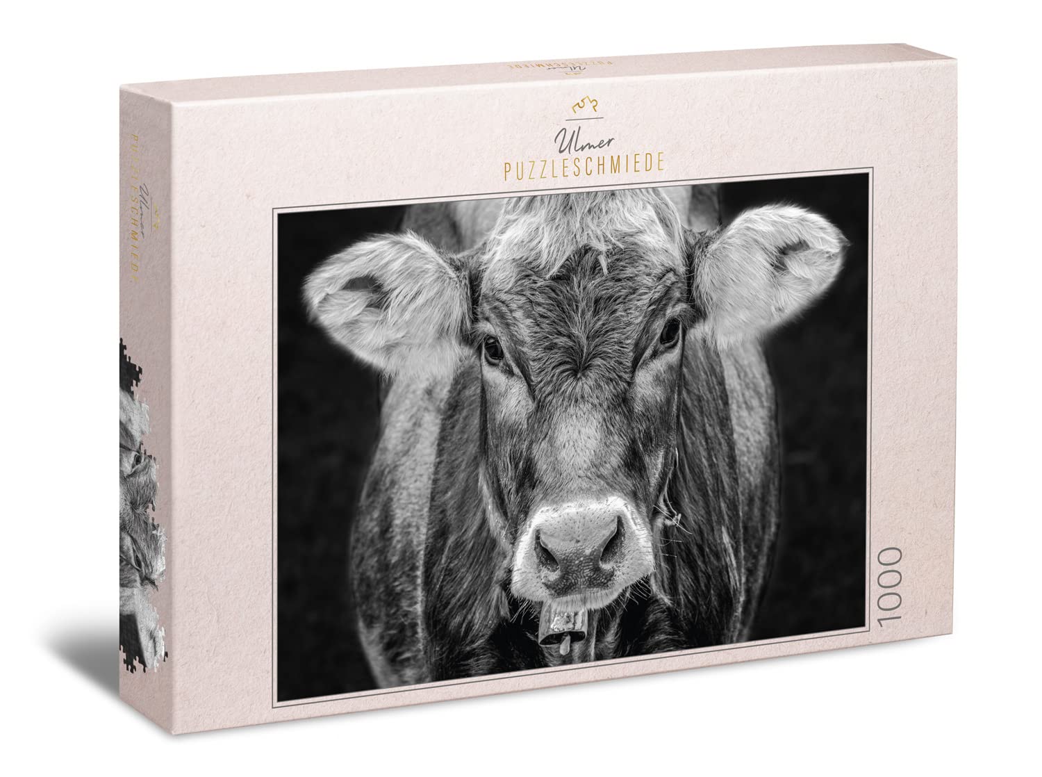 Ulmer Puzzleschmiede - Puzzle "Allgäu" - Original 1000 Pieces Cow Motif - Portrait of the Cow as Stylish Animal Portrait Photo - Puzzle Quality Made in Germany