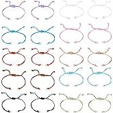 Sparkeads 50 Pcs Adjustable Braided Cord Colorful Waxed Thread Half Finished Bracelet with Jump Rings for Wrist DIY Women Jewelry Making Friendship Fashion Bangle Accessory 14-28cm Long
