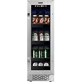 Whynter BBR-638SB Built-in Under Counter 12 inch Beverage Refrigerator and Cooler, Fridge with Glass Door, 2.0 Cubic Feet, St