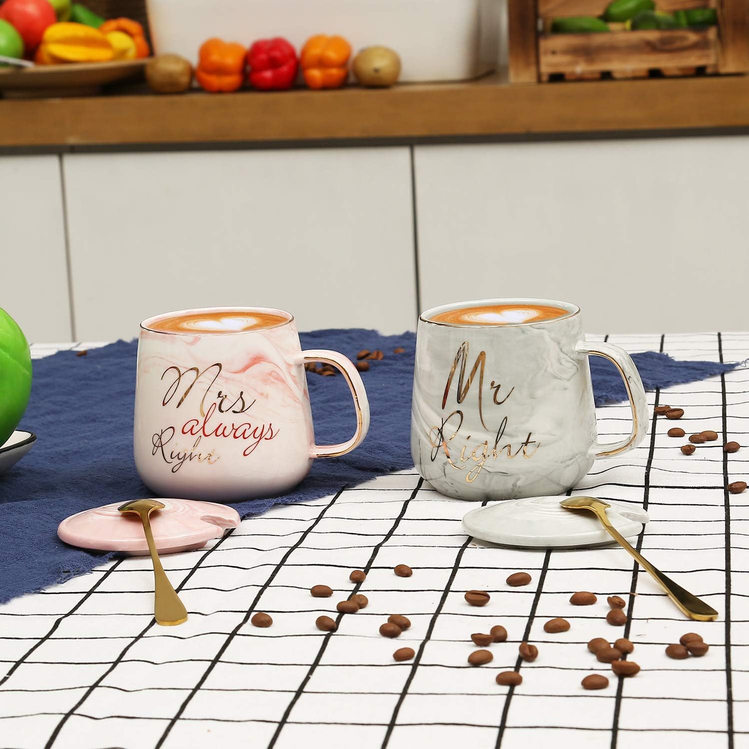 Sovyime Mr Right and Mrs Always Right Couples Coffee Mugs Cups Gifts Set for Engagement Wedding Bridal Shower Bride and Groom to Be Newlyweds Anniversary - Image 4