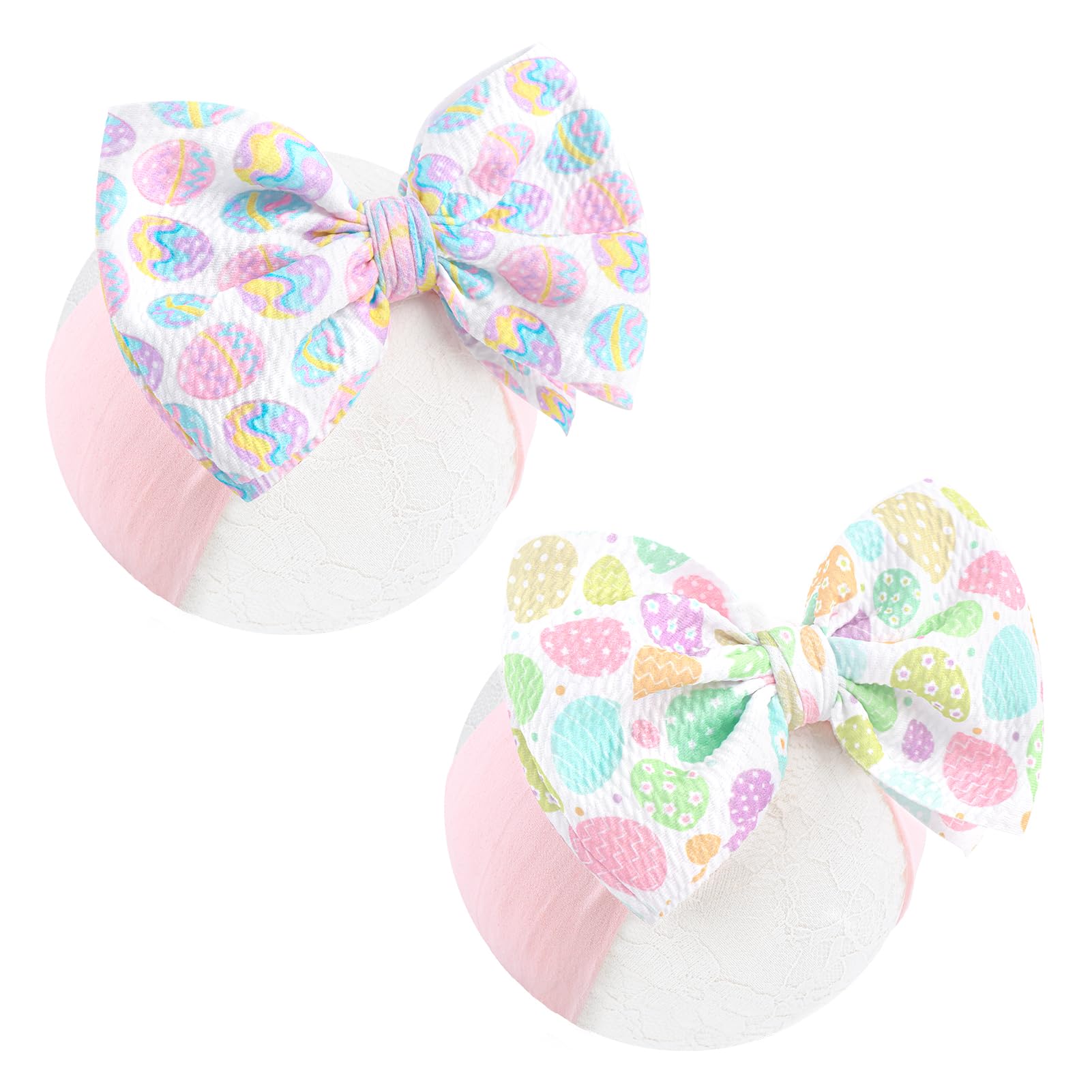 Photo 1 of ***packo4**Lanmerry Easter Bows for Girls Infant Easter Headbands Hair Bows for Baby Girl Bunny Egg Headband Bow Baby Girl Headbands with Bows Easter Gifts Pink