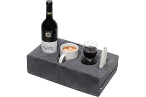FDMGEL Couch Cup Holder Pillow - Cup Glass Cozy Pillow | Couch Caddy Sofa Bed Buddy Holds Drinks, Snacks, Remotes, Phones, Tablet. Keep Drinks Stand and Prevent Spills (Grey)