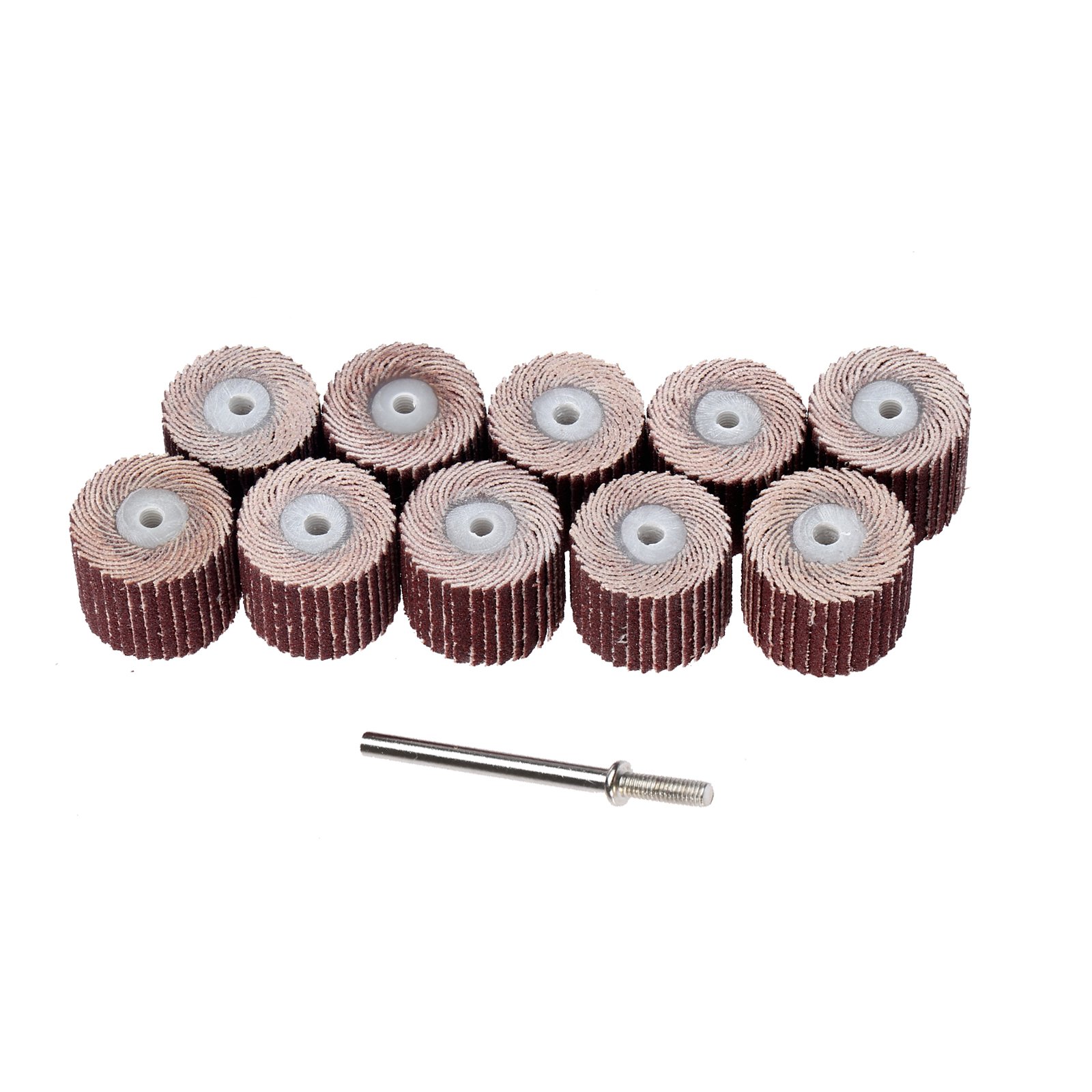 Dophee 10PCS Flap Wheel, 15mm Sanding Polishing Wheel Disc 240# Sandpaper Flap Brush with 3mm Mandrel Set for Rotary Tools