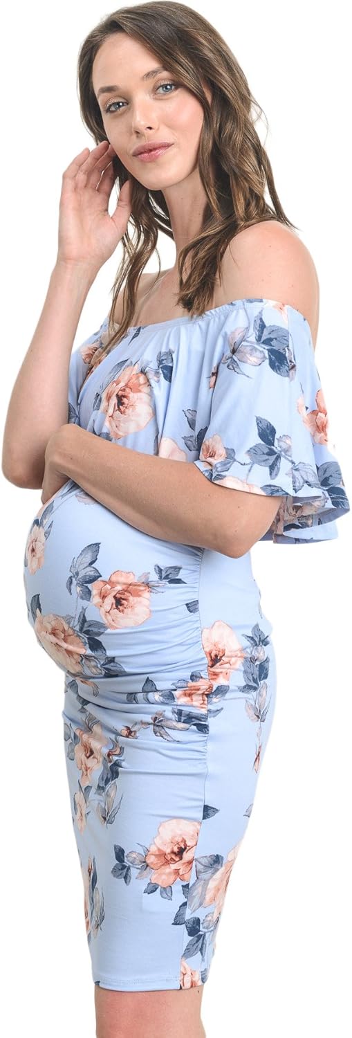 Hello MIZ Women's Floral Ruffle Off Shoulder Maternity Dress - Made in USA at  Women’s Clothing store