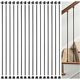 AAqq Decor 16 Pack Iron Balusters for Staircase Interior Square Hollow Stair Spindles 1/2" Iron Straight Balusters with 32 Swivel Shoes(A01-16)