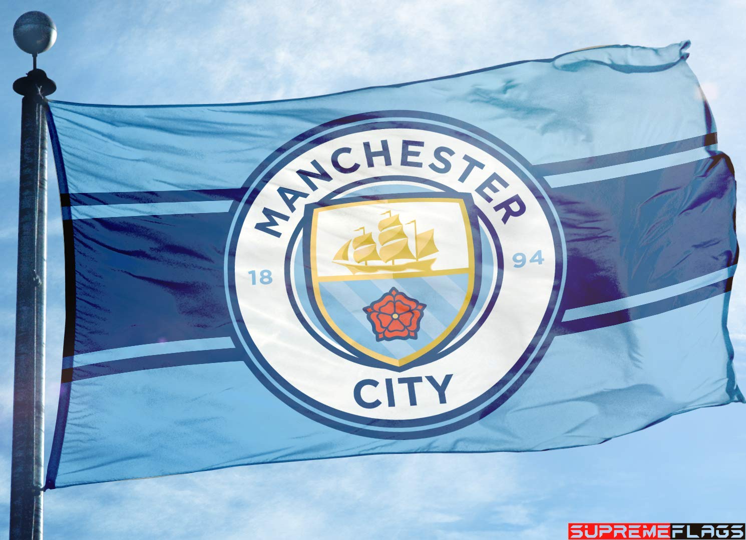 Manchester City Flag Banner 3x5 England Premier Football Soccer New