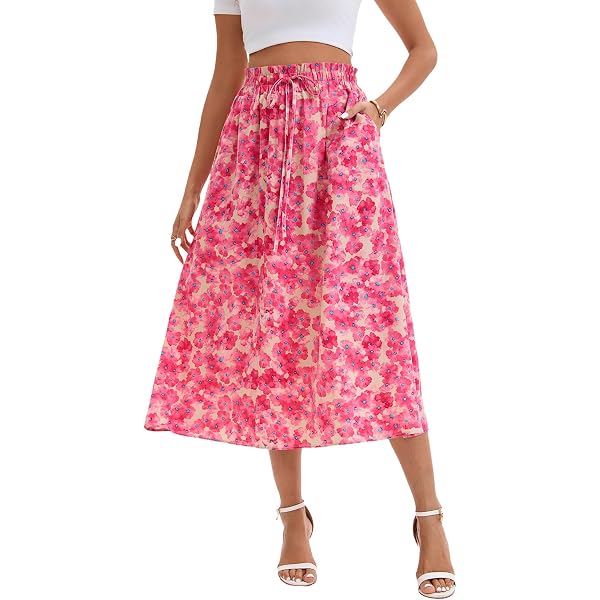 Afibi Women's Plus Size Vintage Maxi Skirt – High Waist Long A-Line Skirt With Pockets, Yellow, Large - View #6