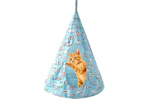 CXYYXF Breathable Cat Hammock Bed Comfortable Hanging Pet Hammock Bed Swing for Cats Small Dogs Rabbits (Lake-Blue,Large)