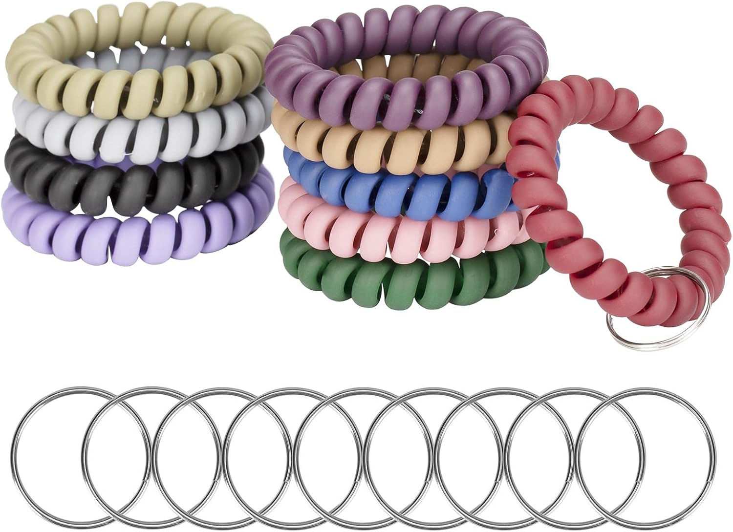 Amazon.co.jp： kiniza コイルスパイラルキーチェーン 10個 伸縮性プラスチックブレスレット リストコイルキーリング