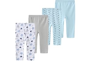 Unisex Newborn Baby Cotton 4-Pack Pants Embroidery Pringting Casual Leggings 0-24 Months for Boys and Girls