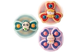 TOHIBEE 3PCS Animal Suction cup spinner toys for 1 2 Year old boys Spinning toys baby toys 12-18 months Sensory toys for toddlers 1-3 First birthday baby gifts for 1 Year old girls