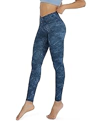ODODOS Women's Cross Waist Pattern Yoga Leggings
