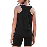 Zaclotre Girls Pleated Racerback Tank Tops Athletic Workout Sport Shirts for Running Gym