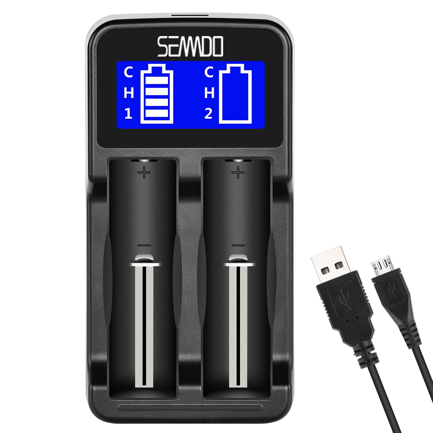 Intelligent Charger, Snado LCD Display Universal Smart Charger for Rechargeable Batteries Li-ion Batteries 18650 18490 18350 17670 17500 16340(RCR123) 14500, Ni-MH/Ni-Cd A AA AAA Batteries