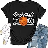 Qskall Womens Baseball Mom Shirts Baseball Heart T-Shirt Funny Game Day Tee Tops