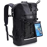 ECOHUB Waterproof Backpack for Women Men, 30L Roll-Top Closure Heavy Duty Dry Bag for Travel with IPX8 Waterproof Phone Case