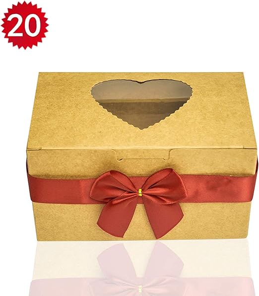Brown Cupcake Boxes 4 Cavity Holds with Window Handle and ...