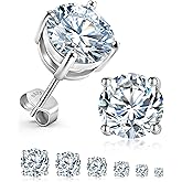 Delzzad Jewelry Moissanite Stud Earrings For Women, 0.2-8CT Four-Prong S925 Sterling Silver Unisex Earring, (D Color VVS1 Clarity Moissanite) Hypoallergenic 14K White Gold/Gold Plated Earrings For Men Women Gift