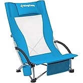 KingCamp Low Beach Chairs, Folding Portable Chair for Adults Lightweight Extra Wide Seat 300lbs Heavy Duty Oversized Backpack, Carry Bag for Camping