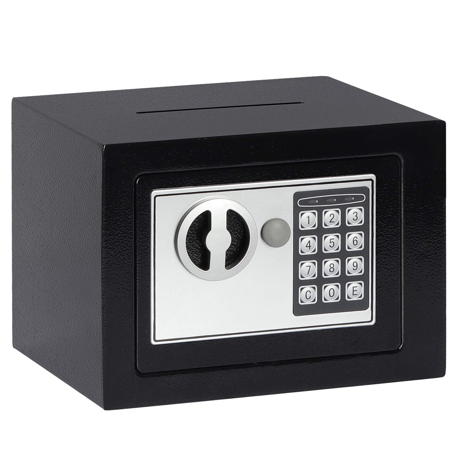 Photo 1 of Jssmst Small Safe Box for Money - 0.23CF Mini Safe with Electronic Keypad, Lockable Box for Home Security and Personal Storage, 9.06 x 6.69 x 6.69 inch, Black