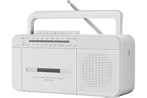 SEMIER Portable Cassette Player Recorder Boombox with AM/FM Radio, AC or Battery Powered Vintage Casette Tape Player with Loud Speaker and Earphone Jack for Home or Outdoor White