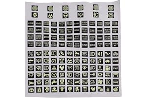 120-Piece Rocker Switch Label Decal Sheet with Luminous Stickers for Car, Marine Boat, and Truck Dashboard Panel Circuit