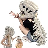 liaoji Realistic Dinosaur Skeleton Costume Set, Wearable Skeleton Plush, 3D Dino Skull Headpiece and Spine Costume for Cosplay