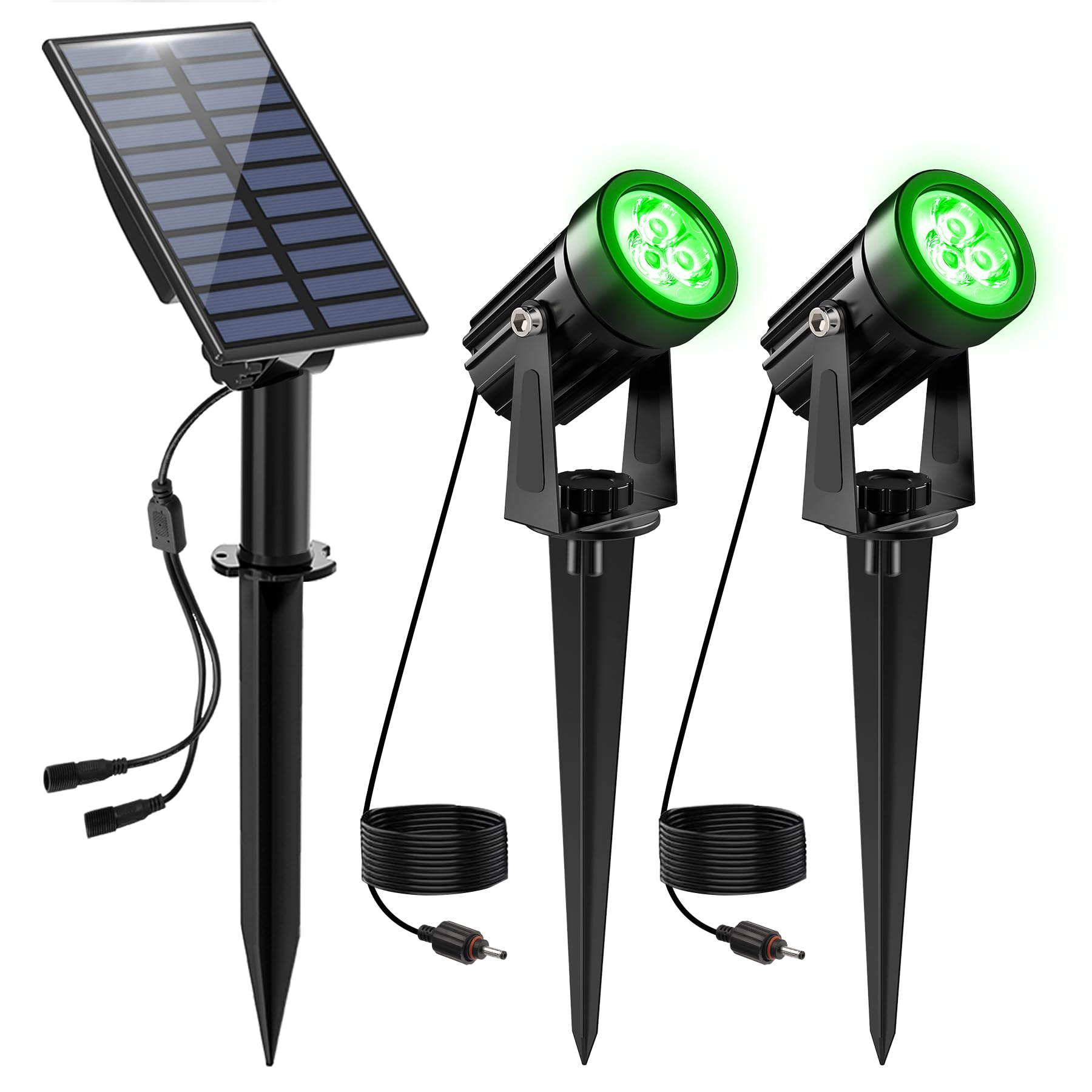 NATPOW Solar Spotlights Outdoor Garden, LED Solar Lights, Green Dusk Till Dawn Outdoor Stake Lights 2-in-1, IP65 Waterproof Landscape Light, Auto On/Off Uplighters for Pathway, Patio,Driveway,Pond — image 1